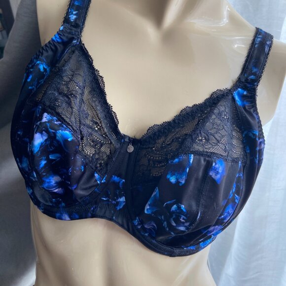 38H Elomi Morgan in colour "twilight" Black with blue floral bra El4110 - Picture 1 of 11